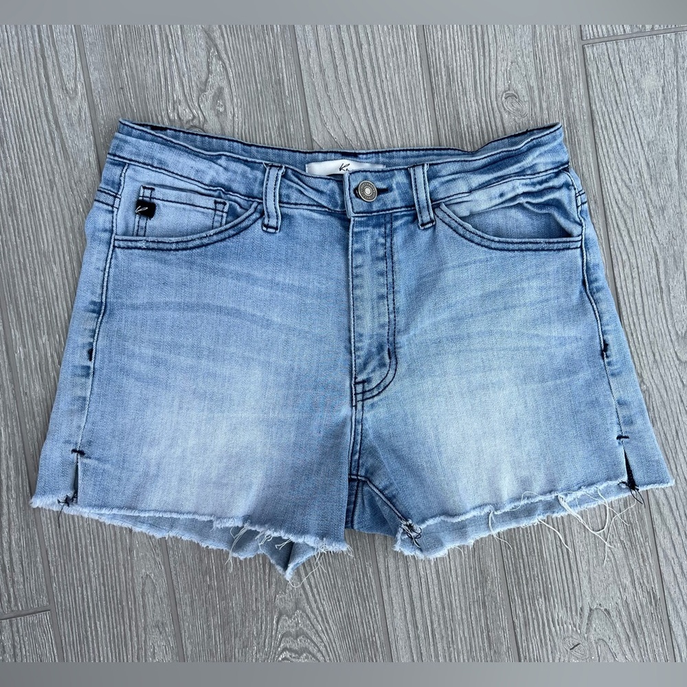 Kancan Raw Hem Cutoff Light Blue Denim Shorts Style KC5033M Size Large
